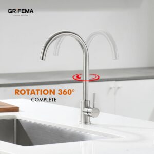 GRIFEMA — Mitigeur Cuisine Inox 360°, Classe A+